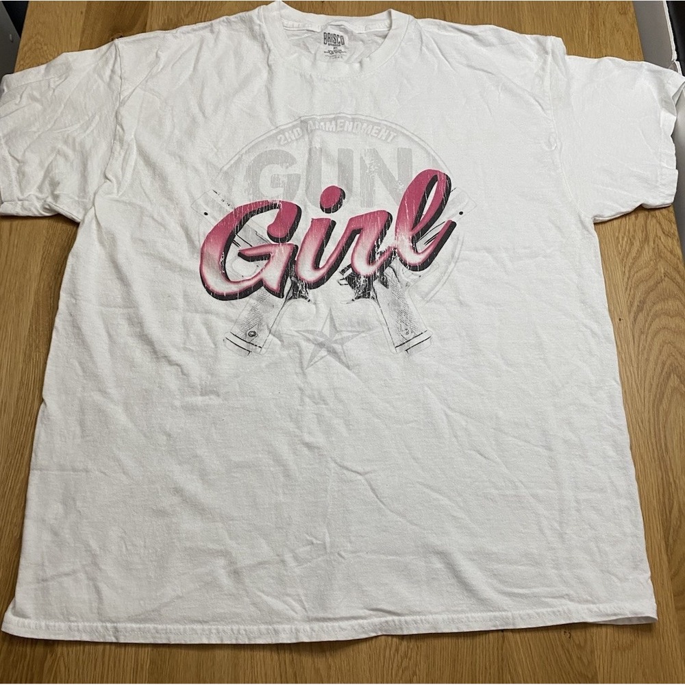 Cuteβ Gun Girl 2nd Amendment Womens Graphic Crewneck T Shirt Tee Size XL Brisco